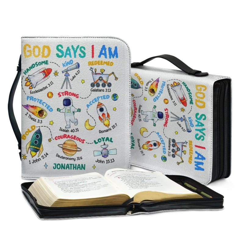 Christianartbag Bible Cover, God Says I Am Bible Cover, Personalized Bible Cover, Galaxy Leader Bible Cover, Bible Cover For Kids, Christian Gifts, CAB04281123. - Christian Art Bag