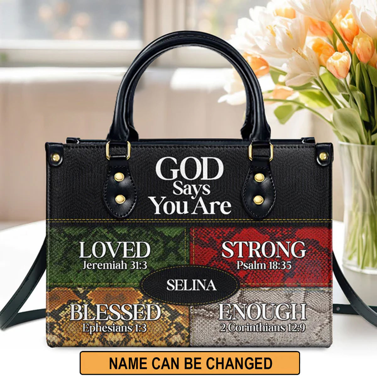 Christianartbag Handbags, God Says You Are Love Strong Blessed Enough  Leather Bags, Personalized Bags, Gifts for Women, Christmas Gift,