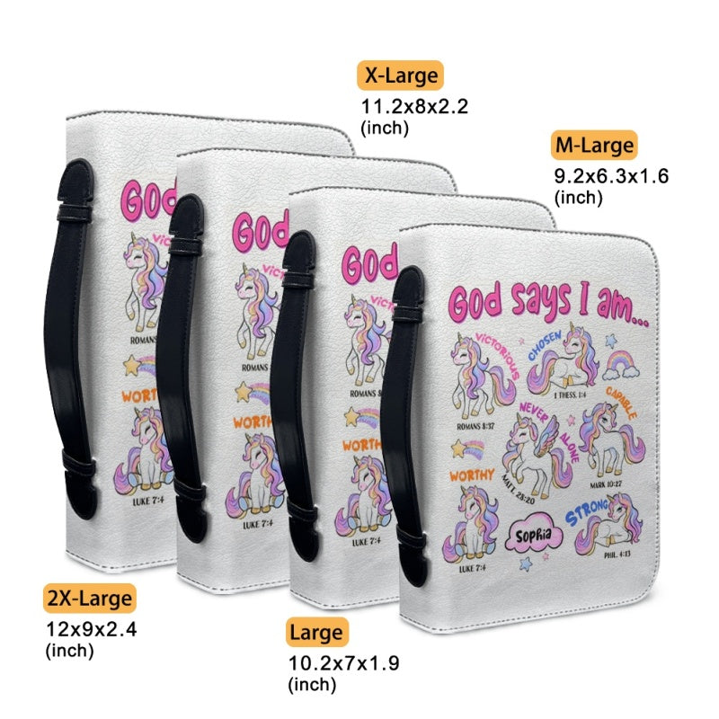 Christianartbag Bible Cover, God Says I Am Bible Cover, Personalized Bible Cover, Unicorn Pink Bible Cover, Bible Cover For Kids, Christian Gifts, CAB01281123. - Christian Art Bag