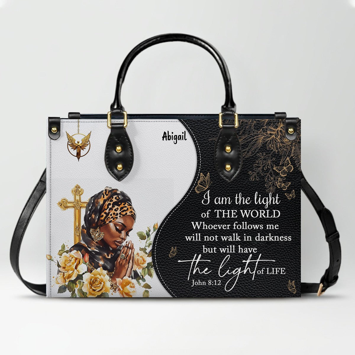 Personalized Leather Handbag with Bible Verse – Custom Christian Purse with Name | CHRISTIANARTBAG Faith Gift for Women