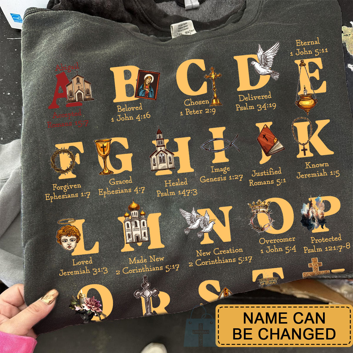 Christian Alphabet A-Z Shirt with Bible Verses – Personalized Faith Gift for Believers