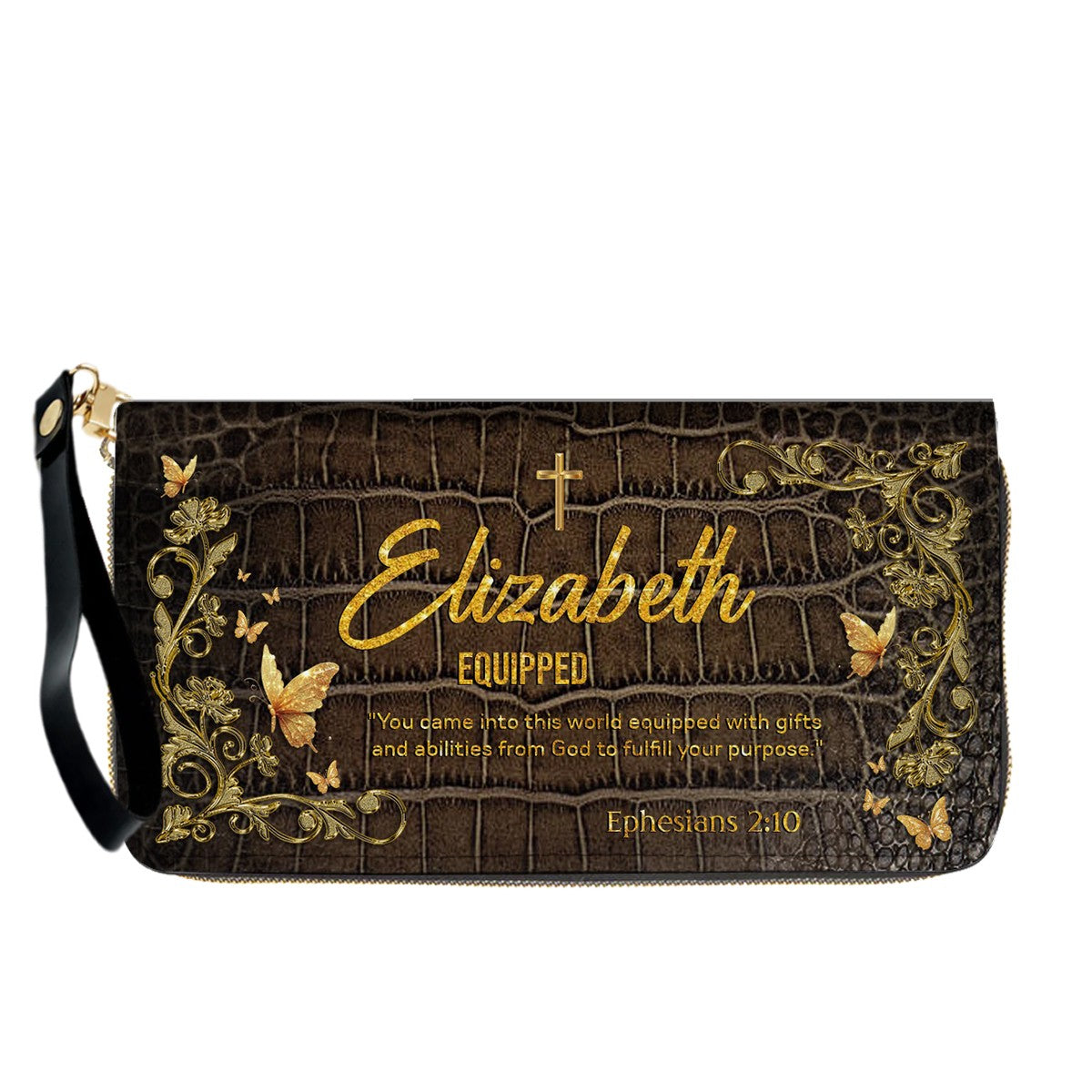 Personalized Christian Leather Handbag with Free Clutch – Custom Name & Bible Verse Meaning – Luxury Faith Gift for Women