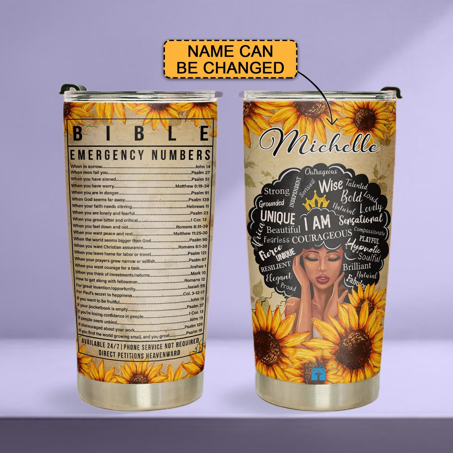 Discover the Perfect Gift: Bible Emergency Numbers Stainless Steel Tumbler | CHRISTIANARTBAG