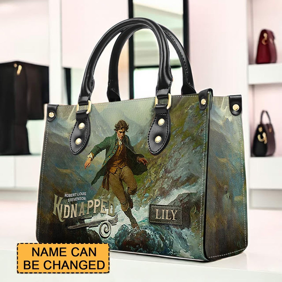 Personalized Leather Handbag – "Kidnapped" Book Cover Design | Custom Name | ChristianArtBag™