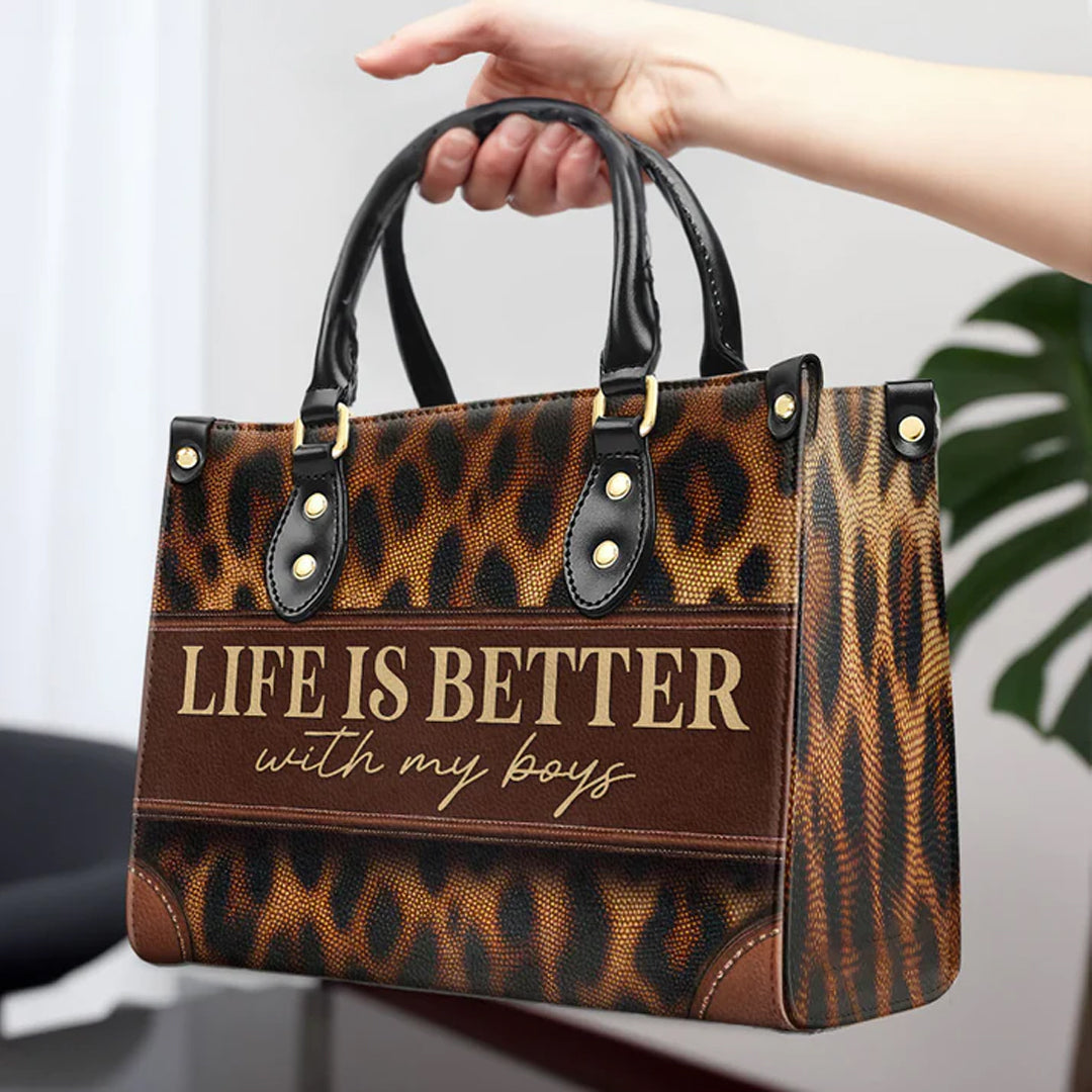 CHRISTIANARTBAG - Life Is Better With My Boys - Bespoke Leather Handbag - CABLTHB19300324.