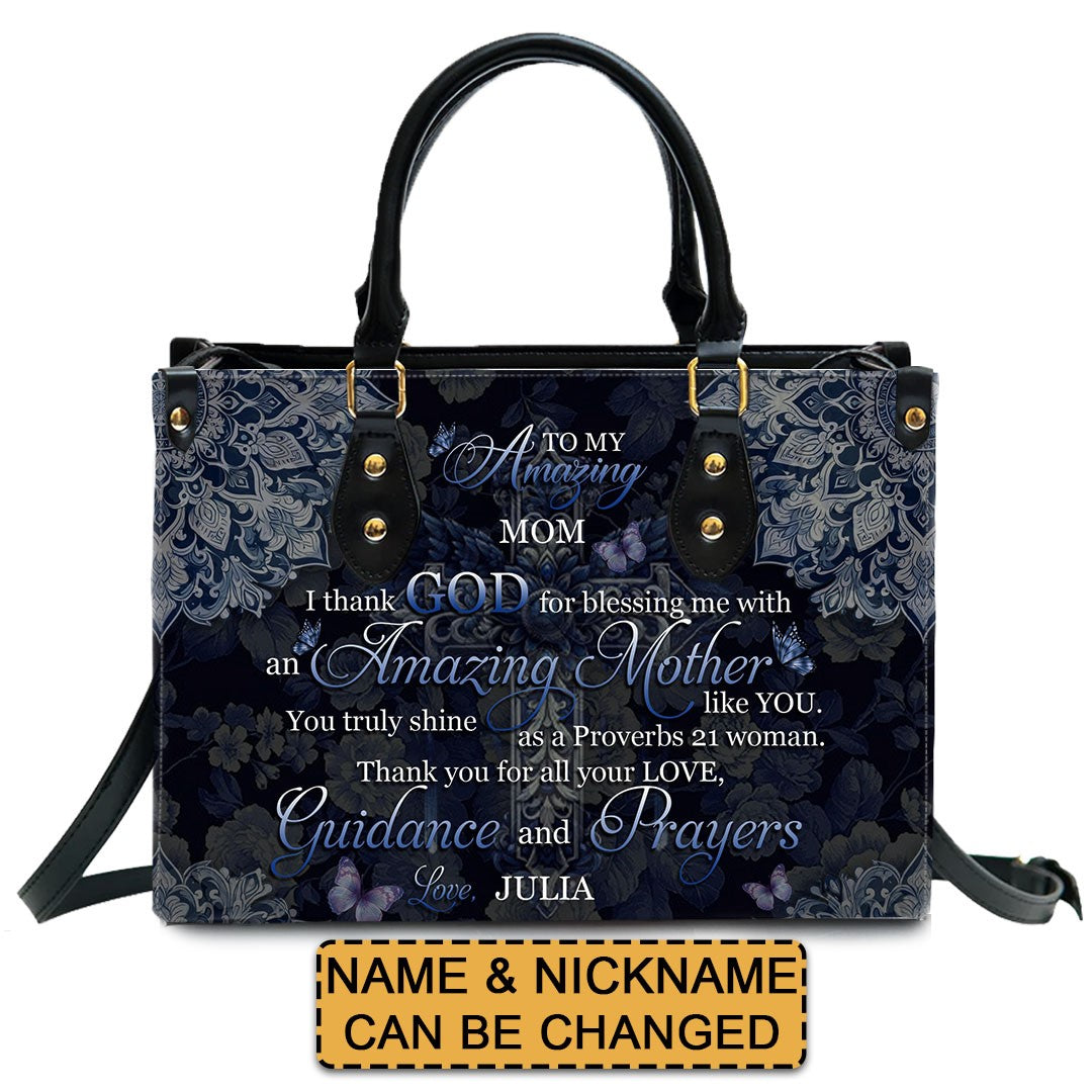 Personalized Proverbs 21 Leather Handbag for Mothers - CHRISTIANARTBAG CABLTHB01180424.