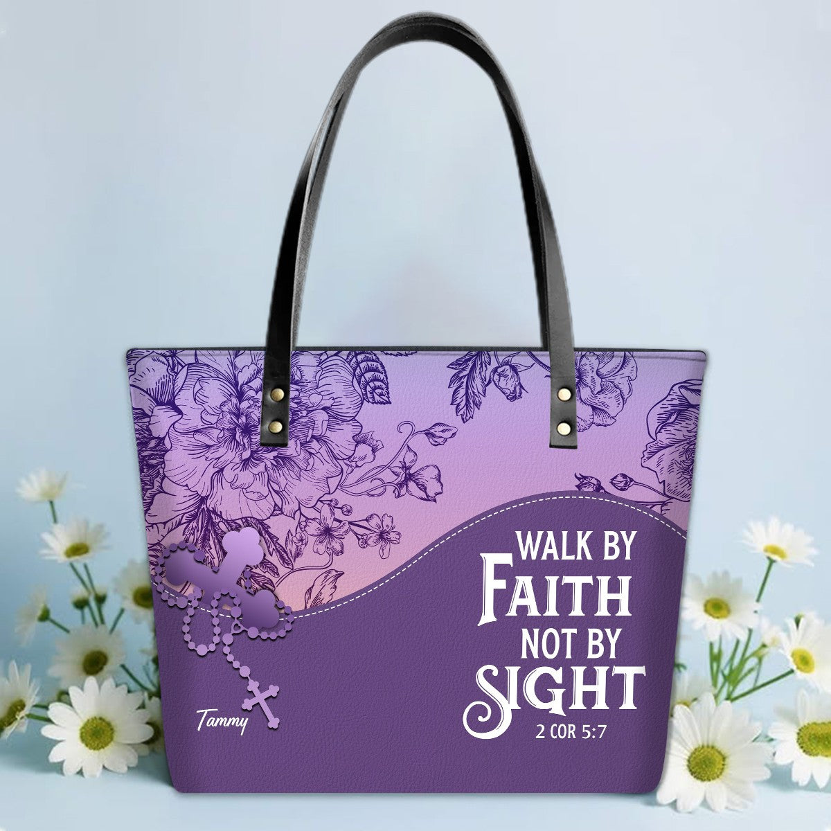Personalized Leather TOTE Bag – Custom Name & Bible Verse Christian Handbag | CHRISTIANARTBAG Luxury Collection