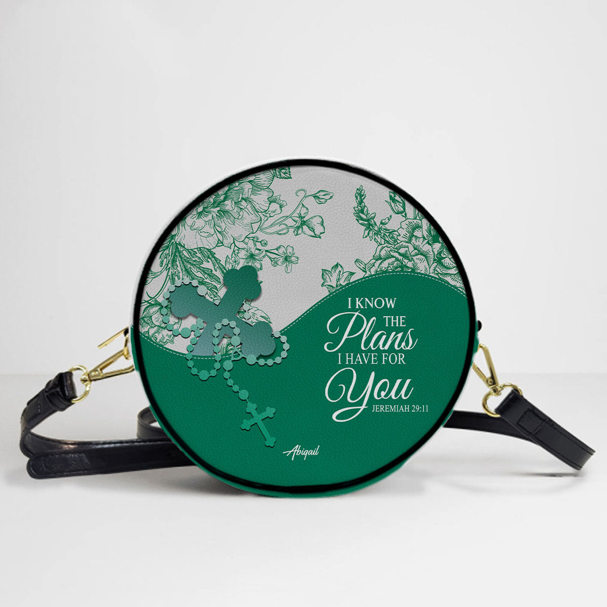 Personalized Circle Leather Crossbody Bag – Custom Name, Color & Bible Verse | CHRISTIANARTBAG