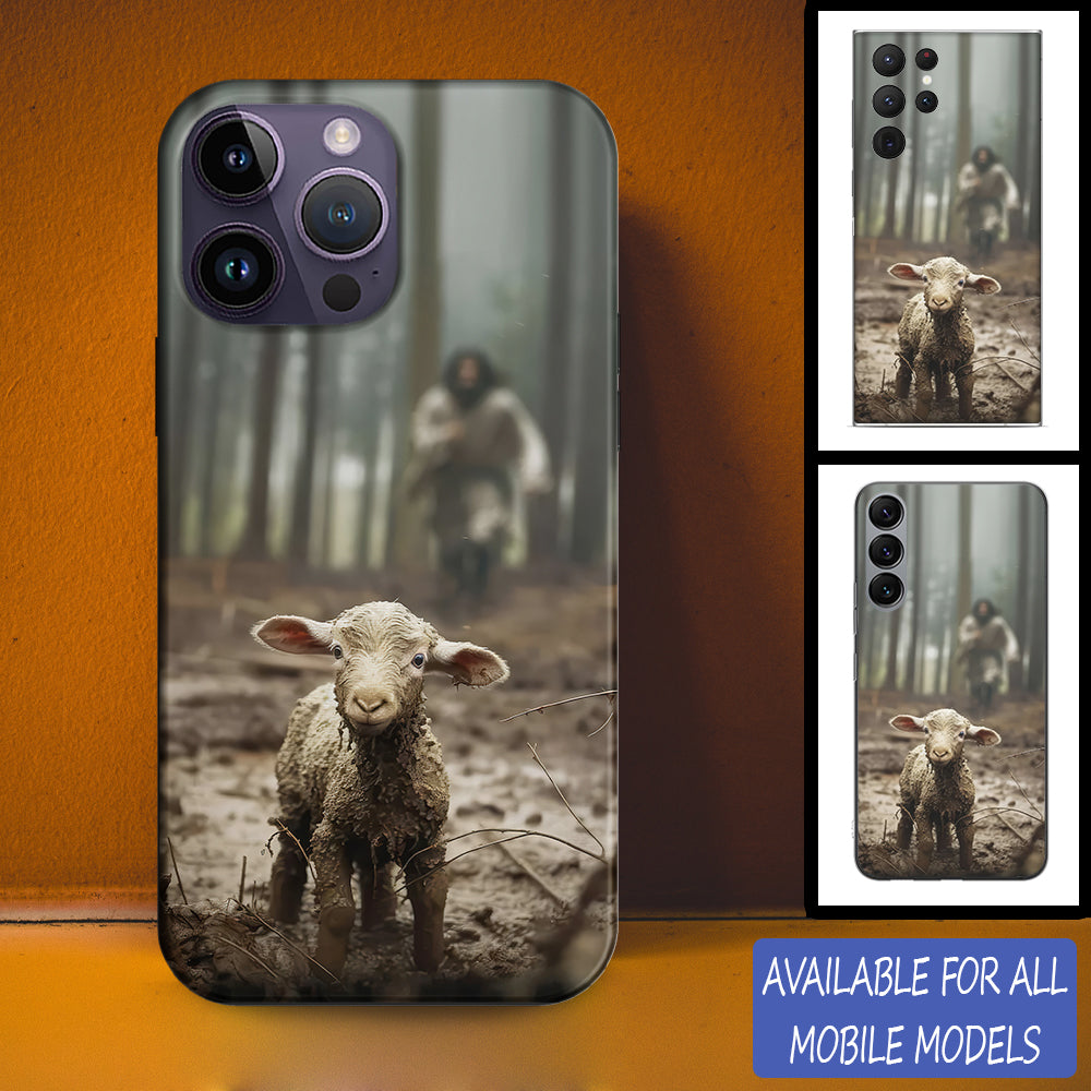 Christianartbag Phone Case, Jesus With The Sheep, Jesus Running After Lamb Phone Case, Personalized Phone Case, Christian Phone Case, Jesus Phone Case, Bible Verse Phone Case, CABPC01131023. - Christian Art Bag