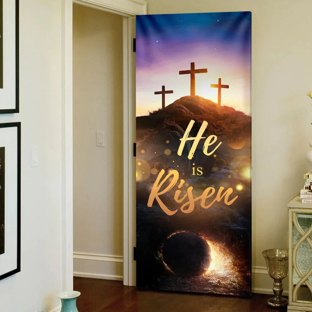 Christianartbag Door Cover, He Is Risen Easter, Religious Door Decorations, Christian Home Decor - Christian Art Bag