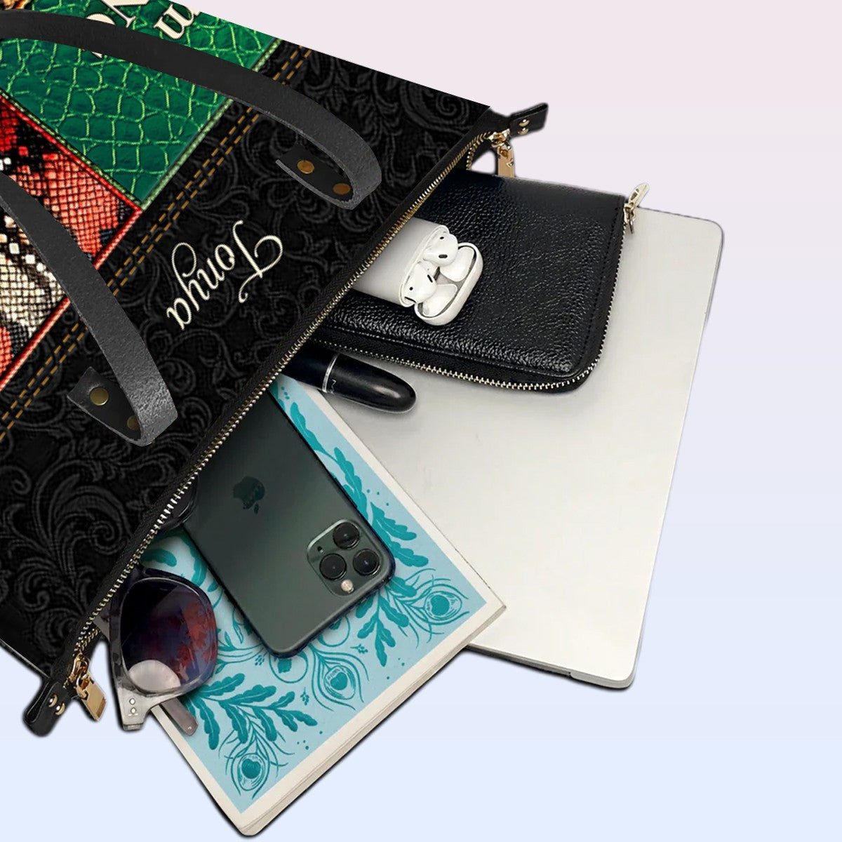 Personalized Leather Tote Bag with Bible Verses – I am STRONG | I am WORTHY | I am LOVED | I am ENOUGH | CHRISTIANARTBAG Leather TOTE Bag