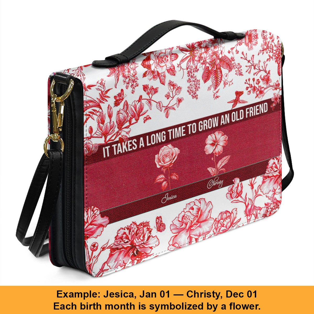 Personalized Bible Cover with Name & Birth Month Flower – Custom Christian Gift, Floral Scripture Cover, Unique Birthday Gift for Women