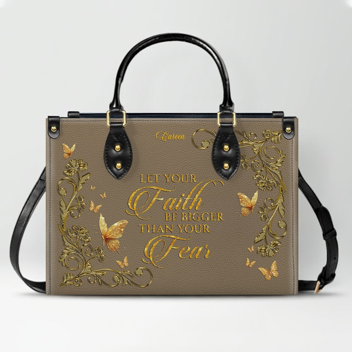 CHRISTIANARTBAG Personalized Leather Handbag - Custom Bible Verse Tote Bag for Christian Women - Religious Cross Body Purse - Mother’s Day Gift CAB141426