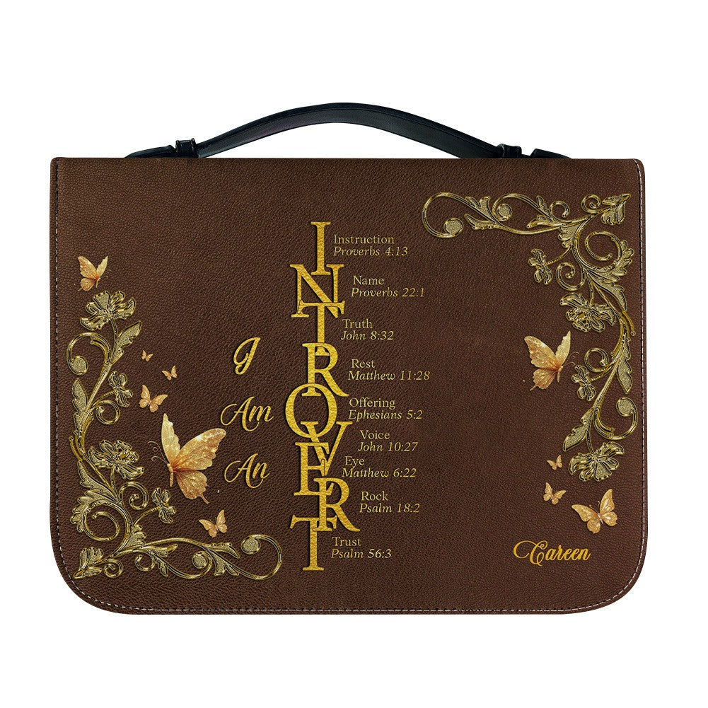 Personalized Leather Handbag by CHRISTIANARTBAG - EXTROVERTED | INTROVERT Biblical Acrostic Design - Custom Christian Gift for Women