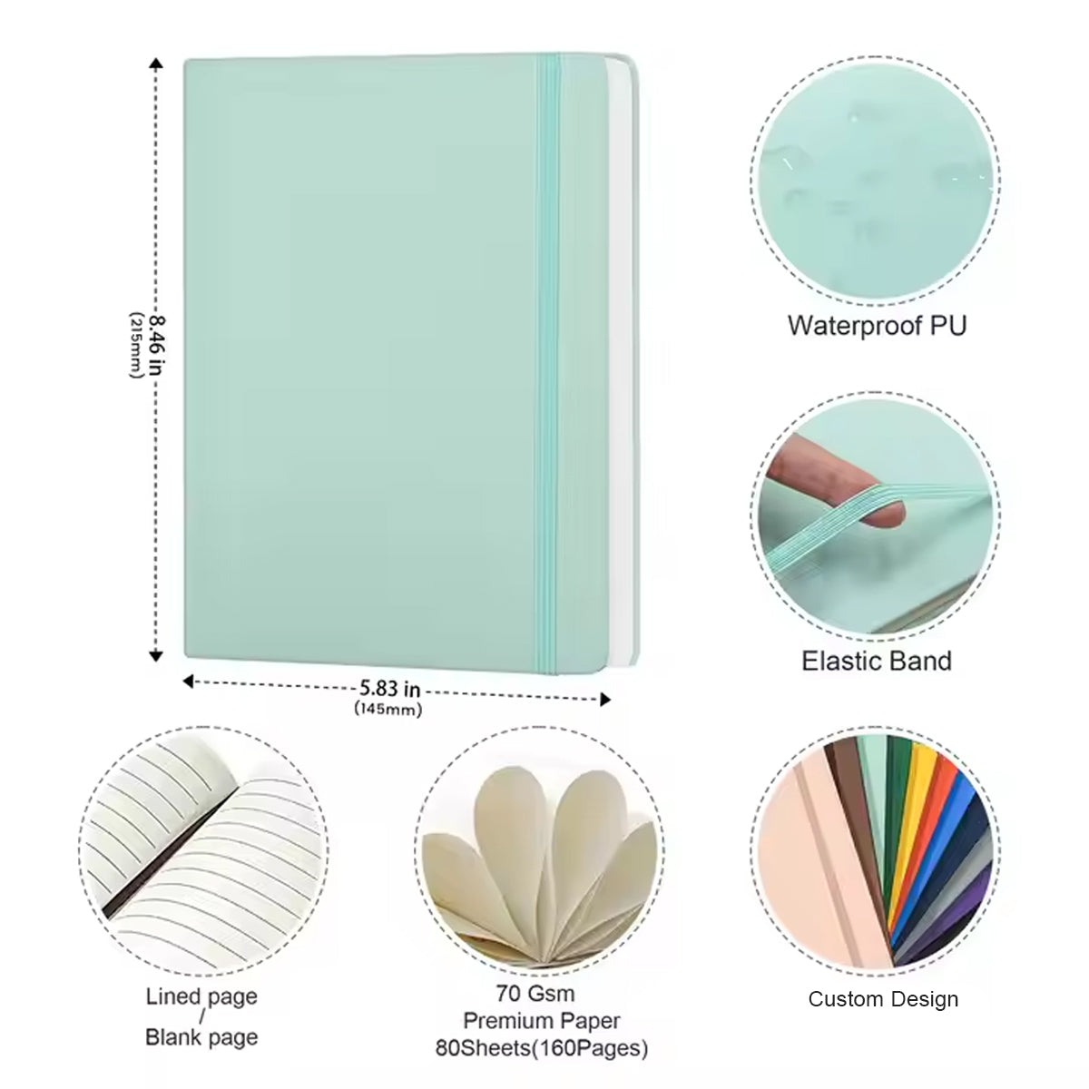 Personalized Leather Notebook for Teachers - Custom Name & Career Acrostic Alphabet Gift