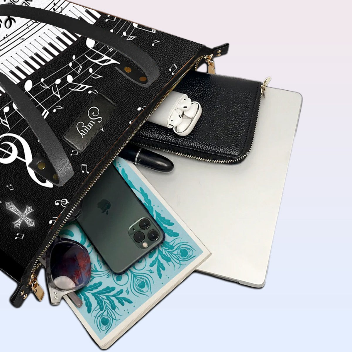 Personalized Leather Tote Bag with Bible Verses – She Who Kneels Before GOD Can Stand Before Anyone Romans 8 31 | CHRISTIANARTBAG Leather TOTE Bag