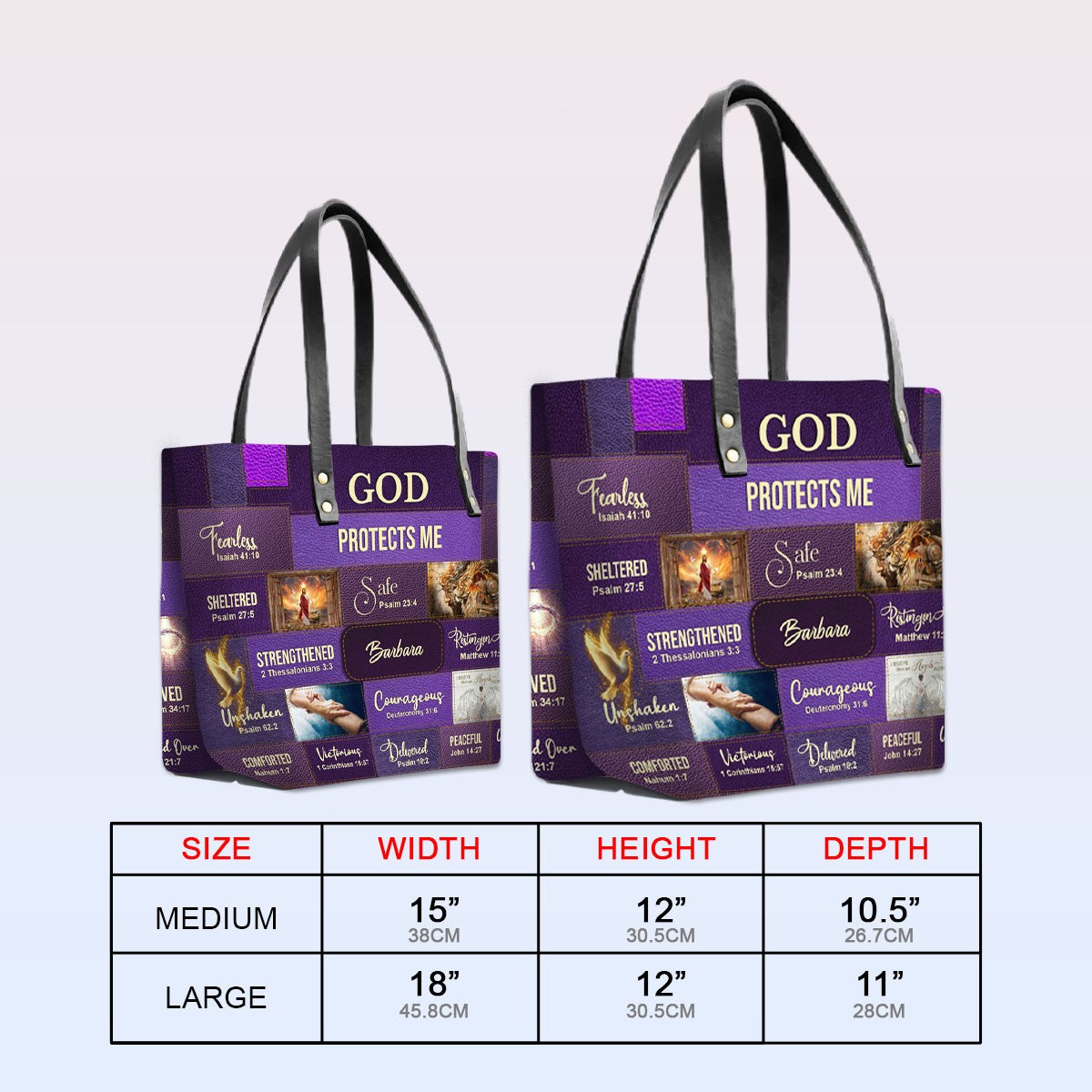 Personalized Christian Leather TOTE Bag Luxury – GOD PROTECTS ME | CHRISTIANARTBAG Leather TOTE Bag