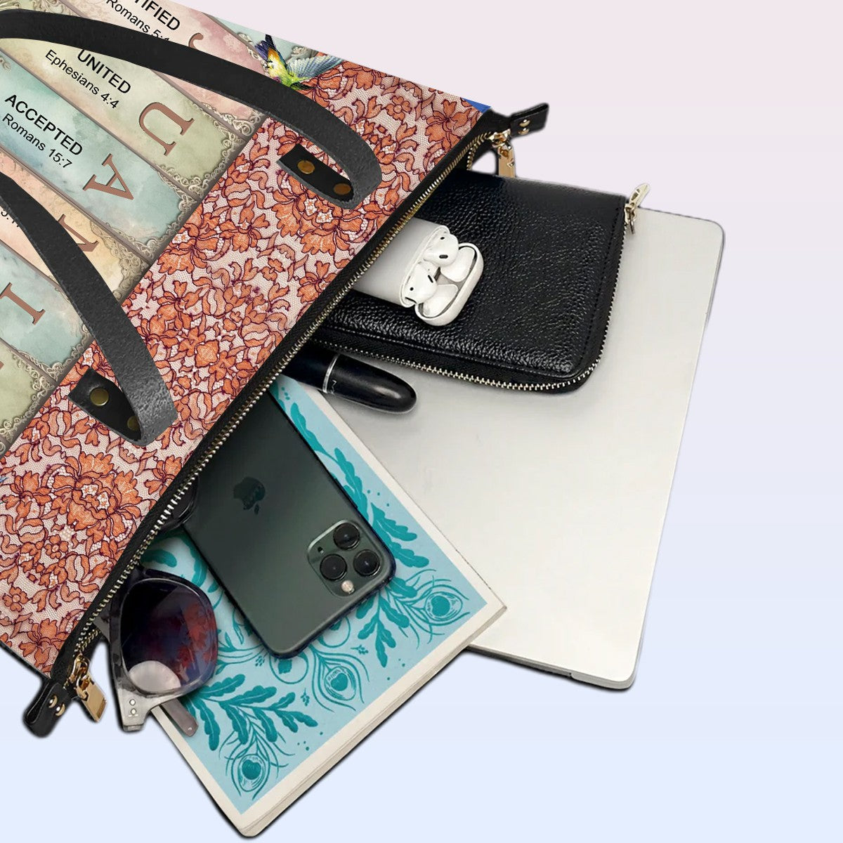 Personalized Leather Tote Bag with Bible Verses – Uncover the sacred meaning of your name | CHRISTIANARTBAG Leather TOTE Bag