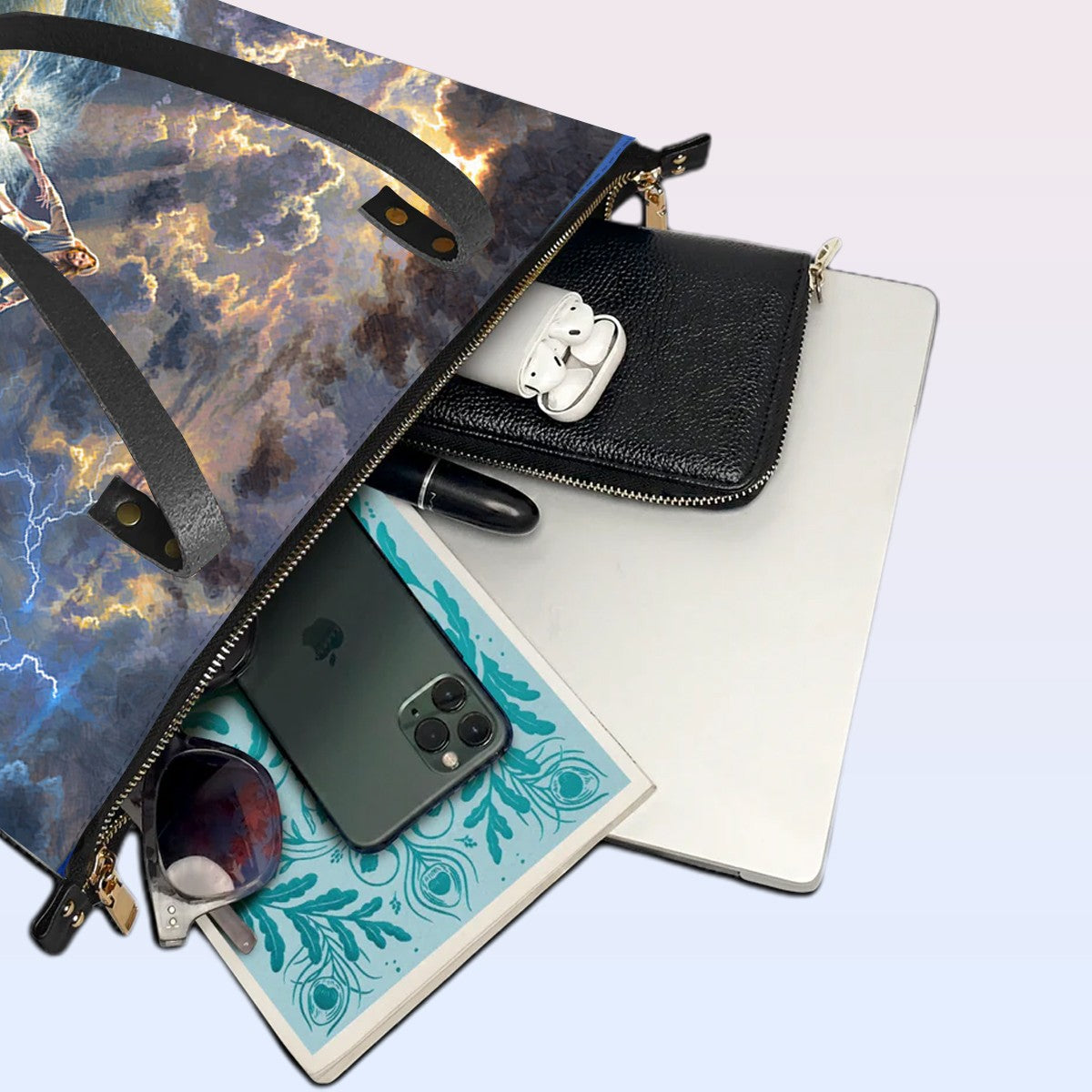 Personalized Leather Tote Bag with Bible Verses – Fear not, for I am with you Isaiah 41 10 | CHRISTIANARTBAG Leather TOTE Bag