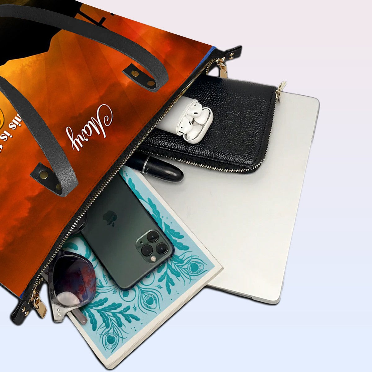 Personalized Leather Tote Bag with Bible Verses – This is the day the Lord has made let us rejoice! Psalm 118 24 | CHRISTIANARTBAG Leather TOTE Bag