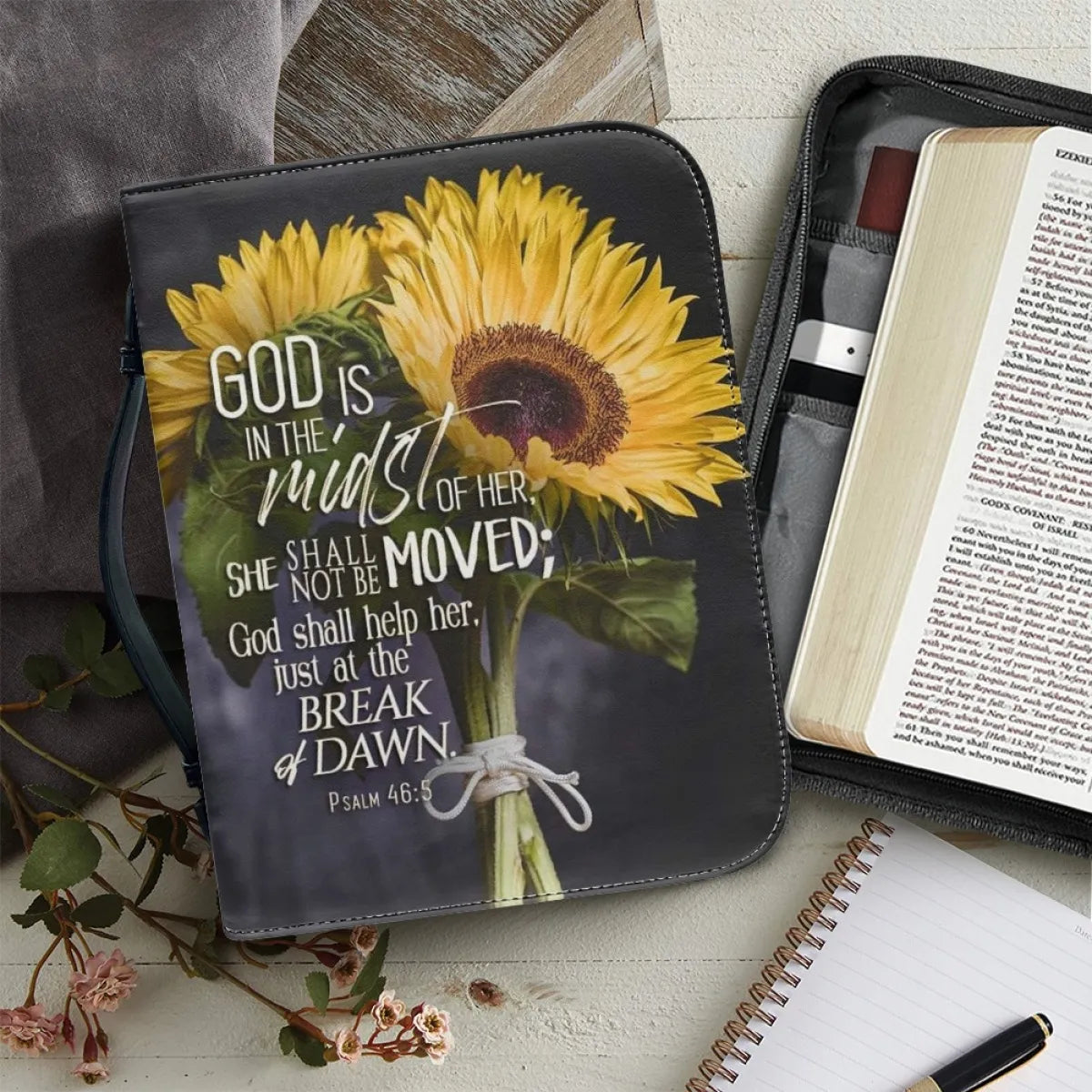 God is Within Her Engraved Leather Bible | Personalized Leather online Bible Cover | Psalm 46:5 Bible Leather