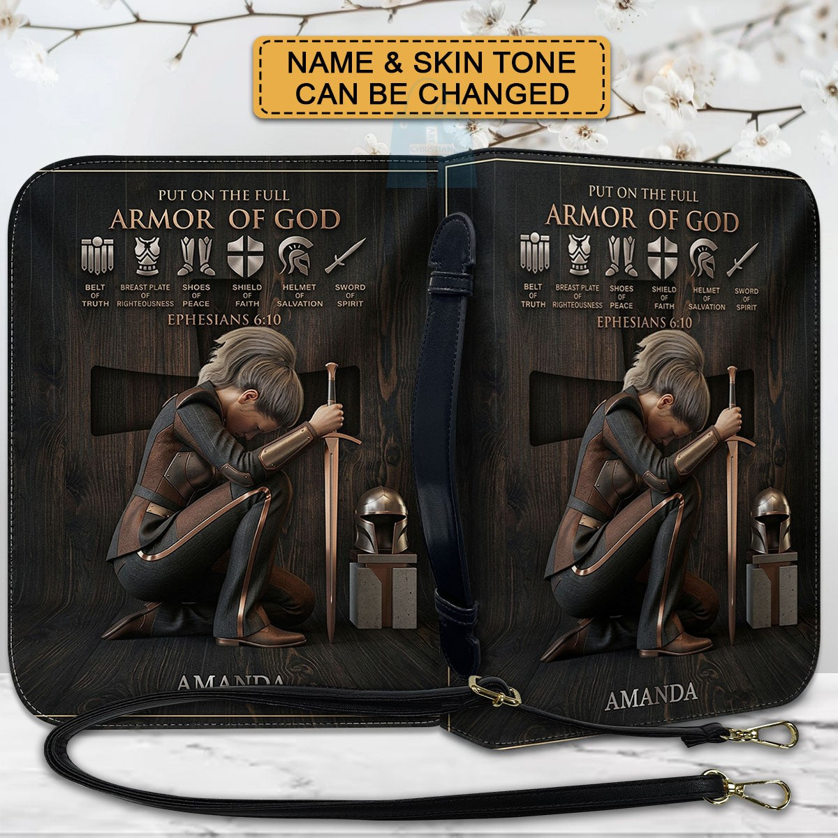 CHRISTIANARTBAG Personalized Armor of God Bible Cover for Women | Custom Leather Bible Case by CHRISTIANARTBAG CAB01061726
