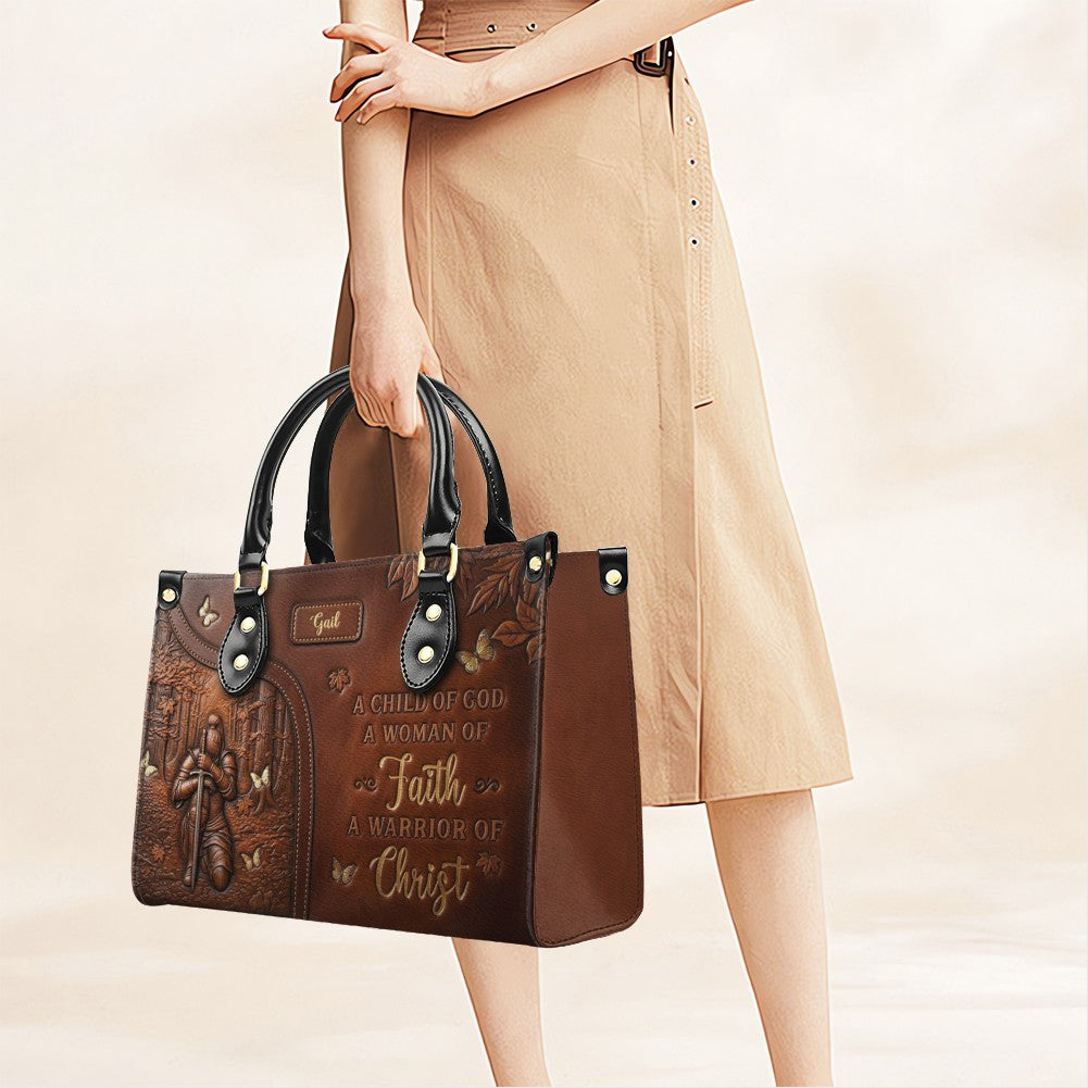 Woman of Faith Leather Handbag – Personalized Christian Warrior Design | CHRISTIANARTBAG 01071426