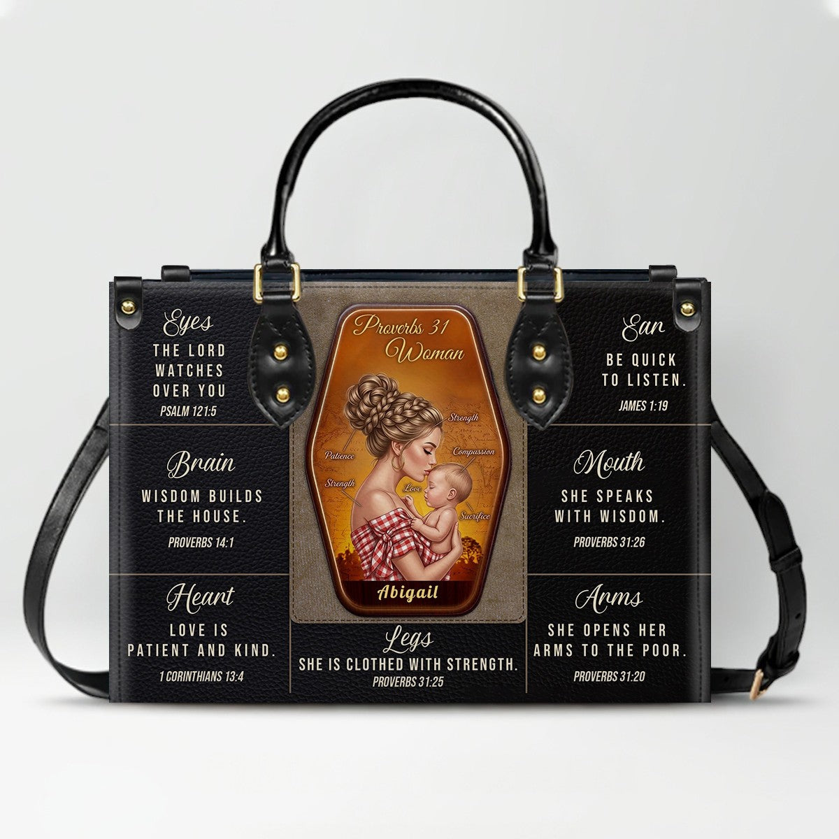 Personalized Proverbs 31 Woman Leather Handbag | ChristianArtBag Custom Faith-Based Purse