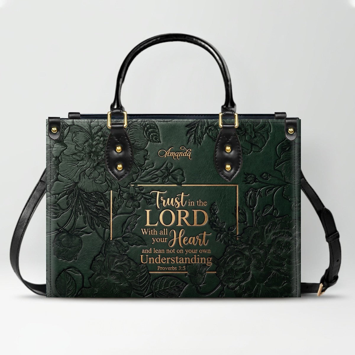 Personalized Bible Verse Leather Handbag - Custom Name Christian Tote Bag | CHRISTIANARTBAG 01080626