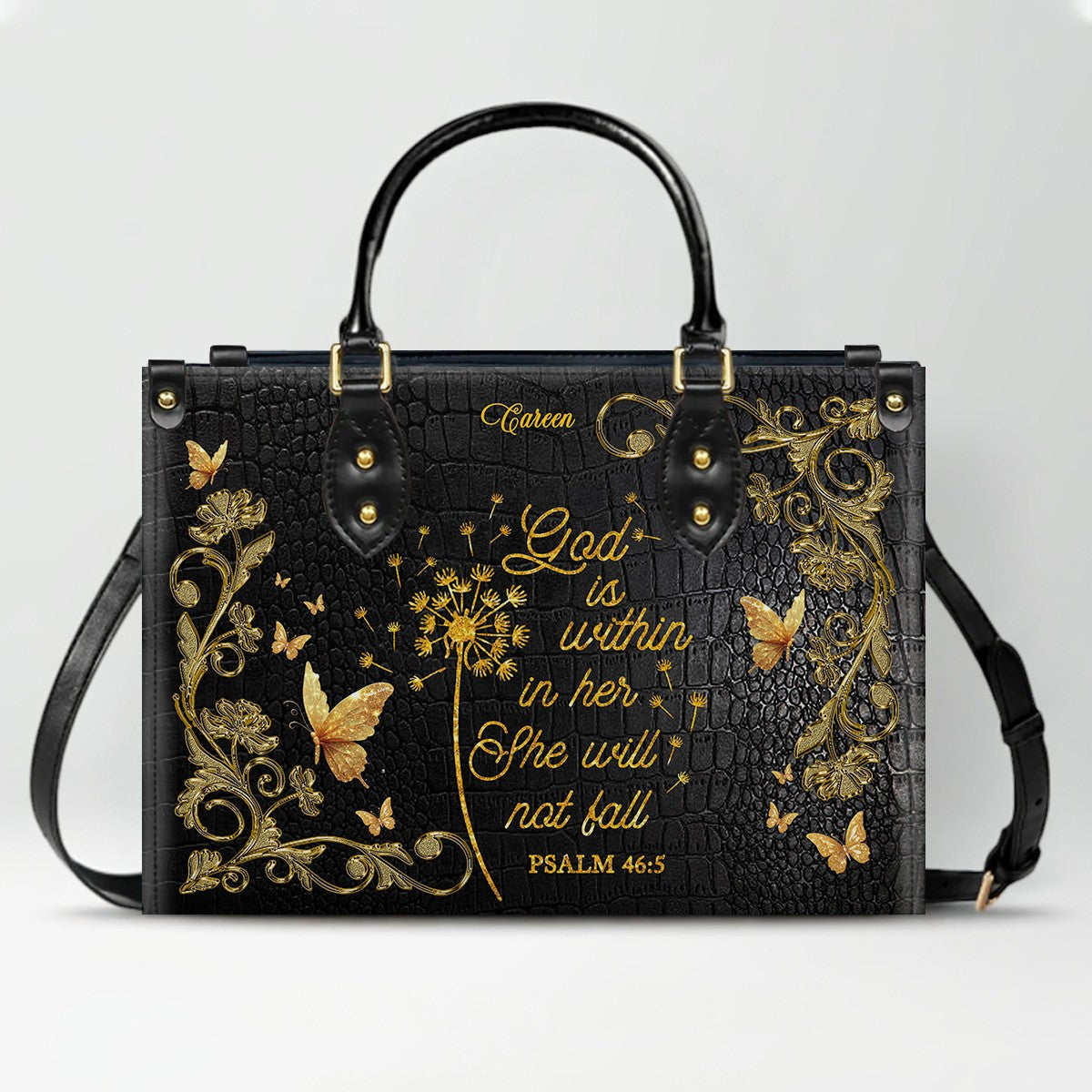 Personalized Leather Handbag for Christian Women – Daughter of the King Faith Purse, Custom Name & Bible Verse | CHRISTIANARTBAG