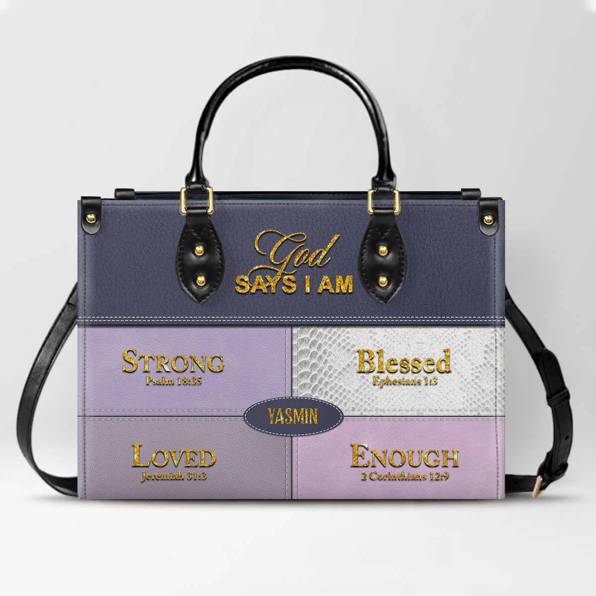Personalized “God Says I Am” Leather Handbag for Christian Women – Custom Name & Color | CHRISTIANARTBAG 01122225