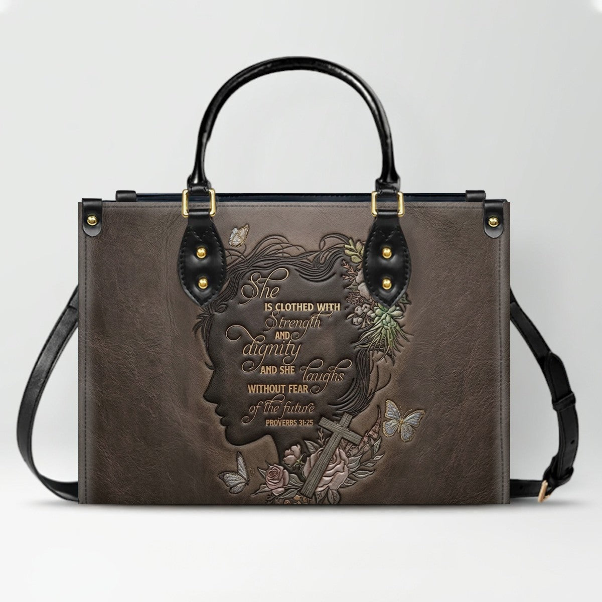 CHRISTIANARTBAG Personalized Leather Handbag - Custom Proverbs 31 in Burgundy - CAB0171326