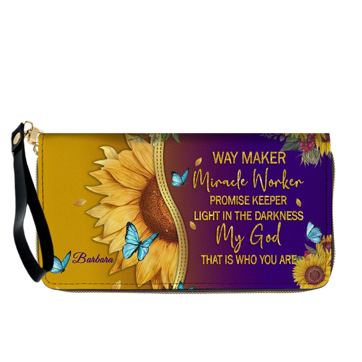CHRISTIANARTBAG Personalized Leather Handbag & Wallet Set - Custom Bible Verse Sunflower Print - Religious Gift for Women