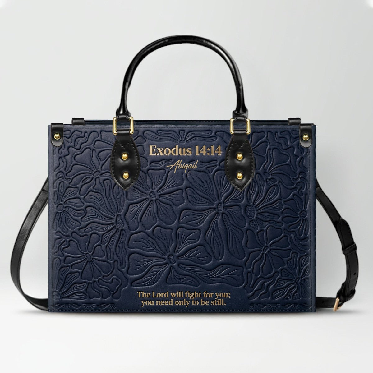 CHRISTIANARTBAG Personalized Leather Handbag - Custom Name & Bible Verse Floral Embossed Tote Bag for Women CAB01101726