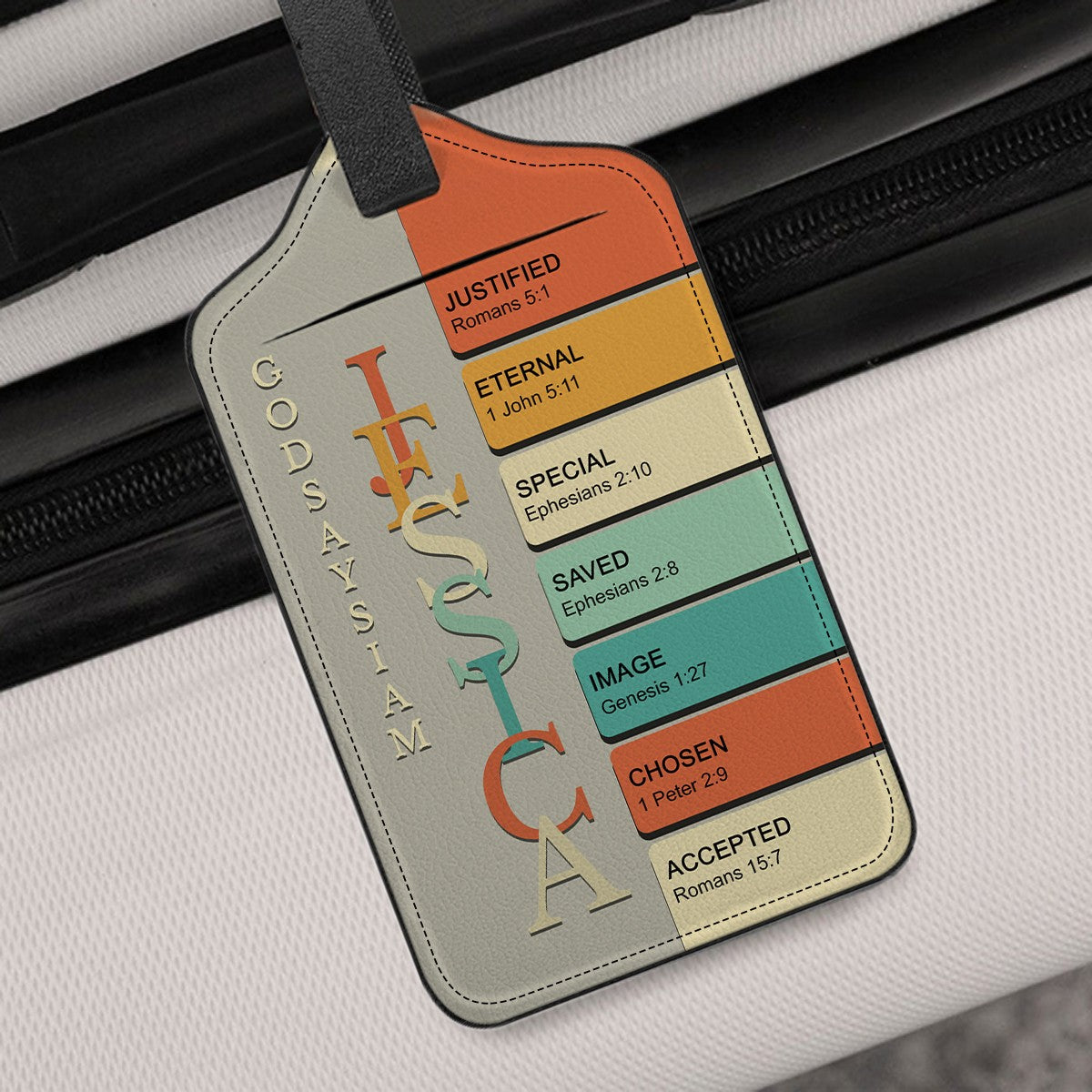 Personalized Christian Luggage Tag with Bible Verses – Custom Name Travel Gift by CHRISTIANARTBAG