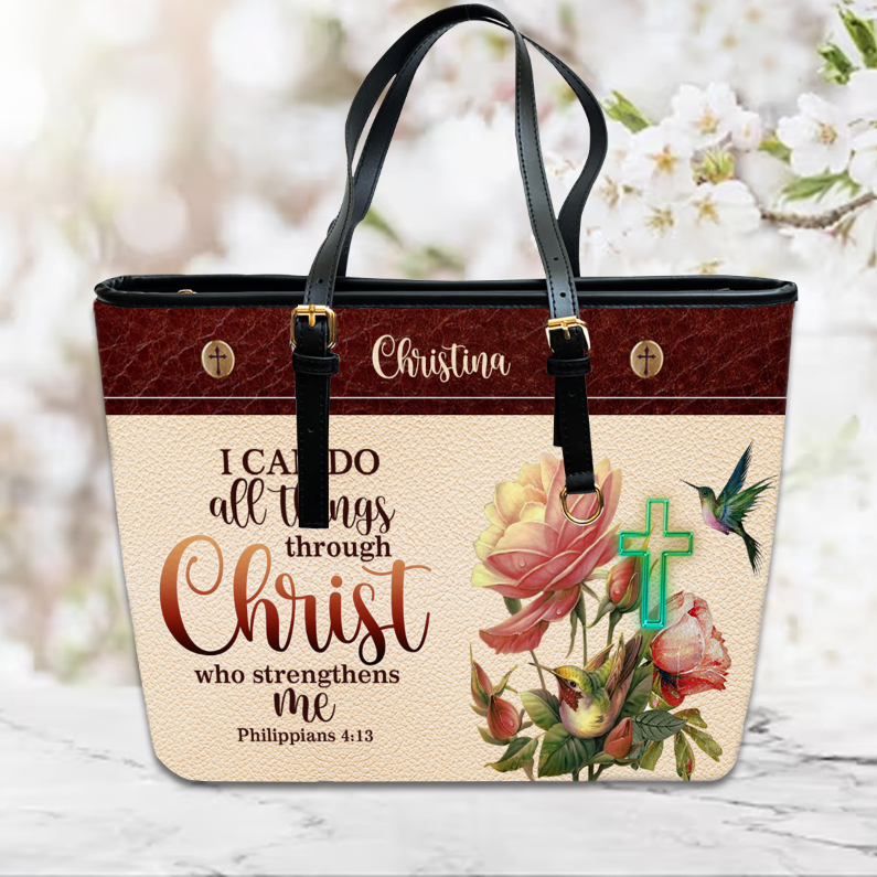 Christianartbag Handbags, I Can Do All Things Through Christ Philippians 41:3 Leather Bags, Personalized Bags, Gifts for Women, Christmas Gift, CABLTB01300723.