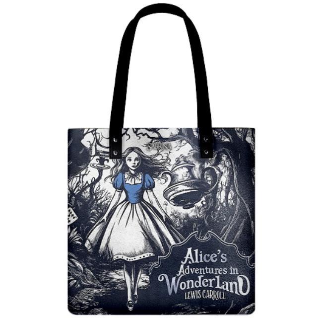 Personalized Leather Handbag – “Alice's Adventures in Wonderland Lewis Carroll” Book Cover Design | Custom Name | ChristianArtBag™