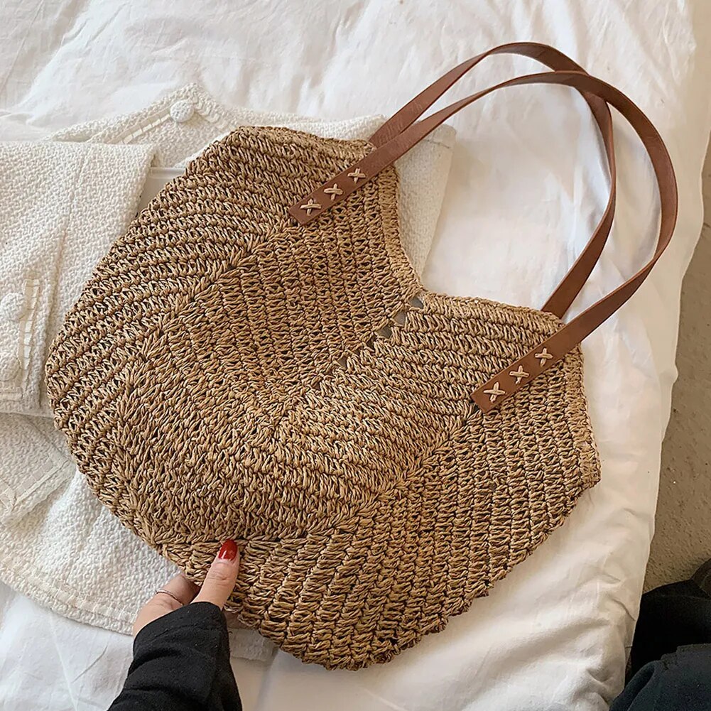 Christianartbag Handmade Bag, Summer Autumn Straw Bags for Women Str