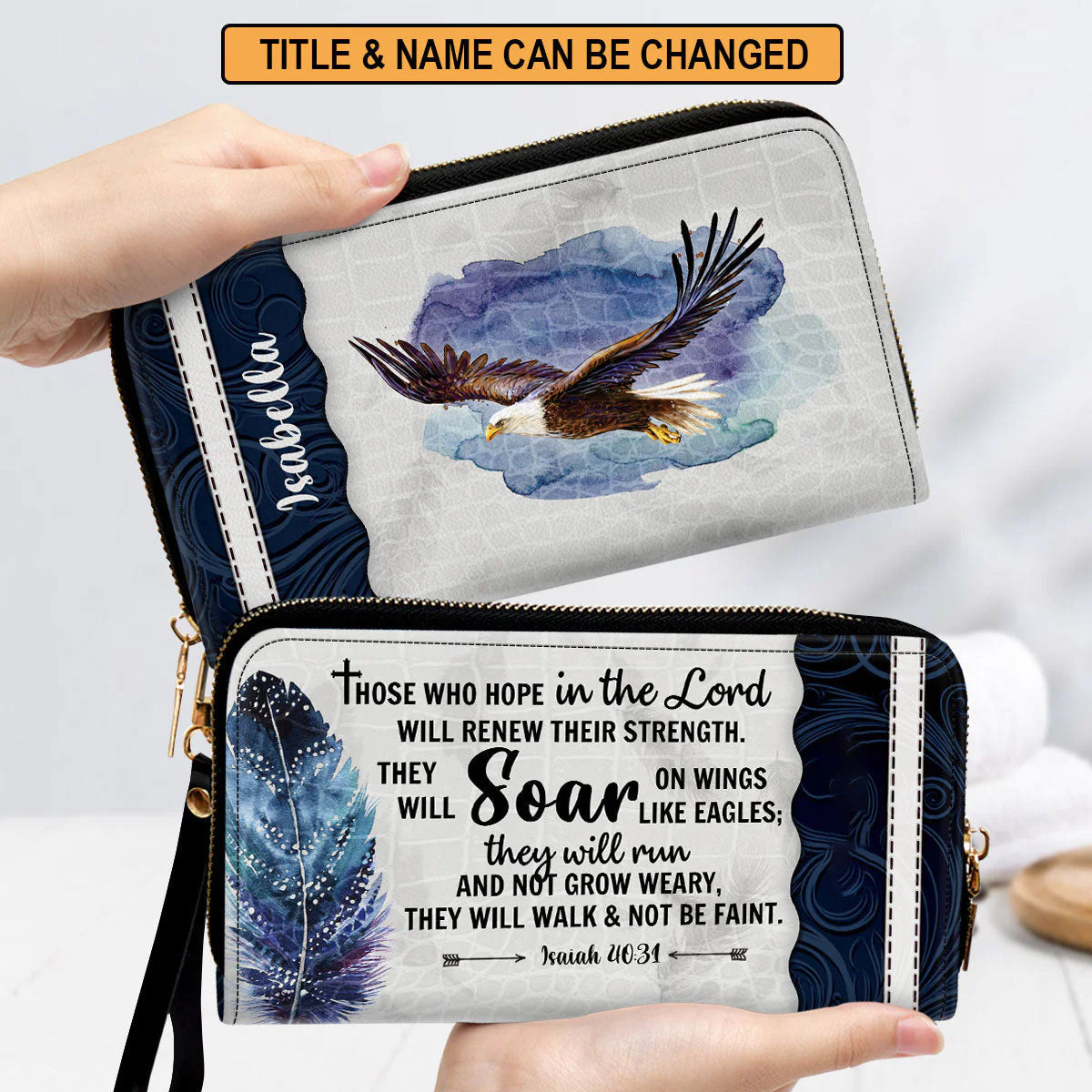 Christianartbag Clutch Purse, They Will Soar On Wings Like Eagles Christ Gifts For Women Of God Isaiah 4031 Clutch Purse For Women, Personalized Name, Christian Gifts For Women, CAB06091223. - Christian Art Bag