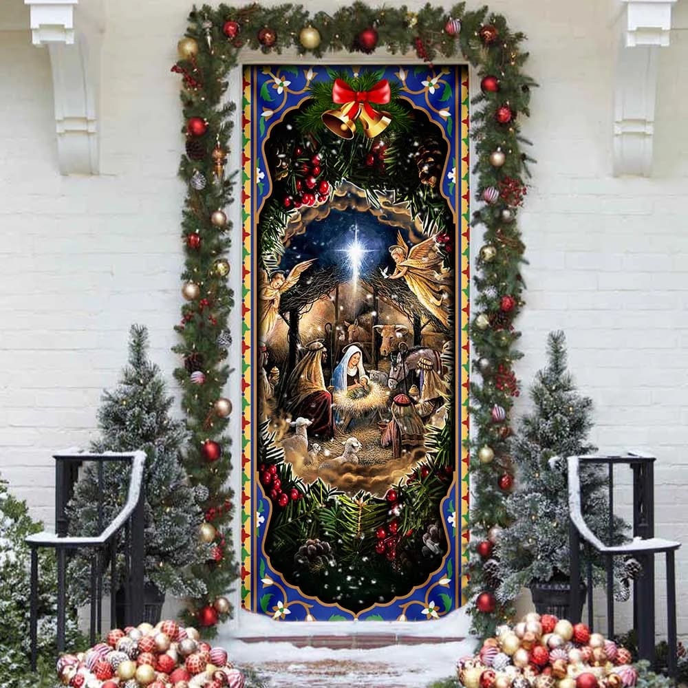 Christianartbag Door Cover, When He Born To Jesus Lover, Religious Door Decorations, Christian Home Decor - Christian Art Bag