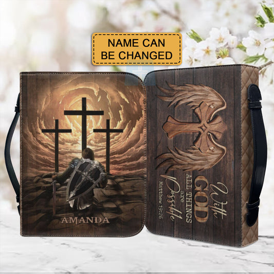 CHRISTIANARTBAG Bible Covers - With GOD All Things Are Possible Matthew 19 26 - Warrior Bible Cover - CABBBCV01020524.
