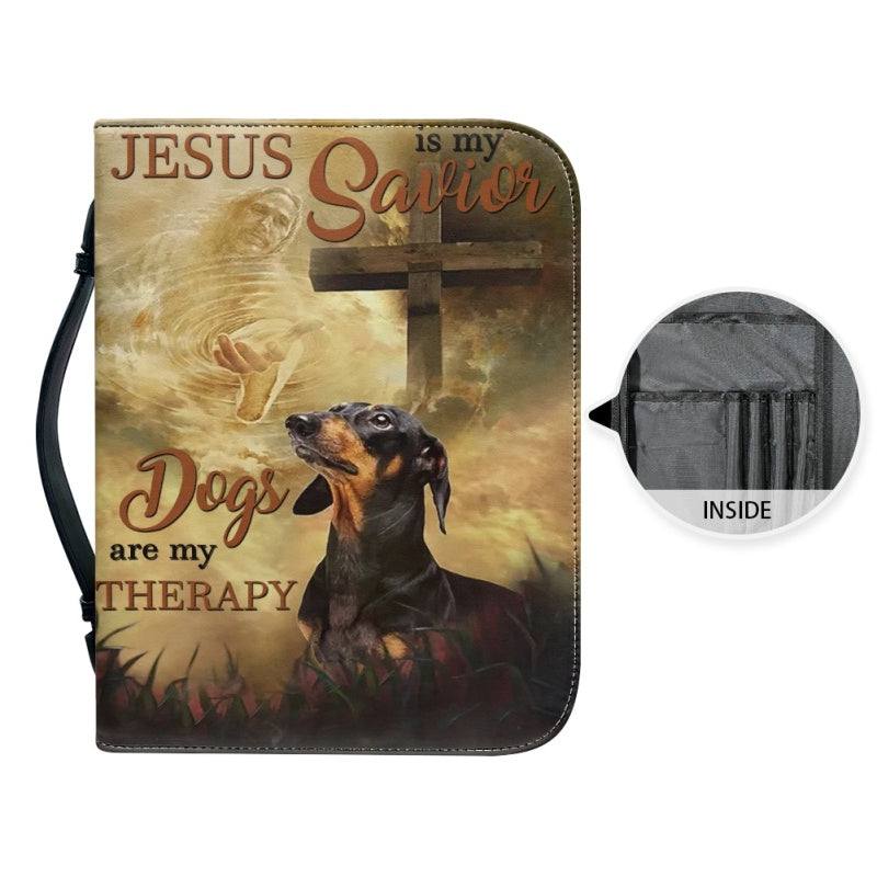 Customizable Dachshund-Themed Bible Cover - Faith & Furry Companions - CHRISTIANARTBAG CABBCV01030224.