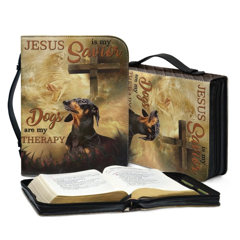 Customizable Dachshund-Themed Bible Cover - Faith & Furry Companions - CHRISTIANARTBAG CABBCV01030224.