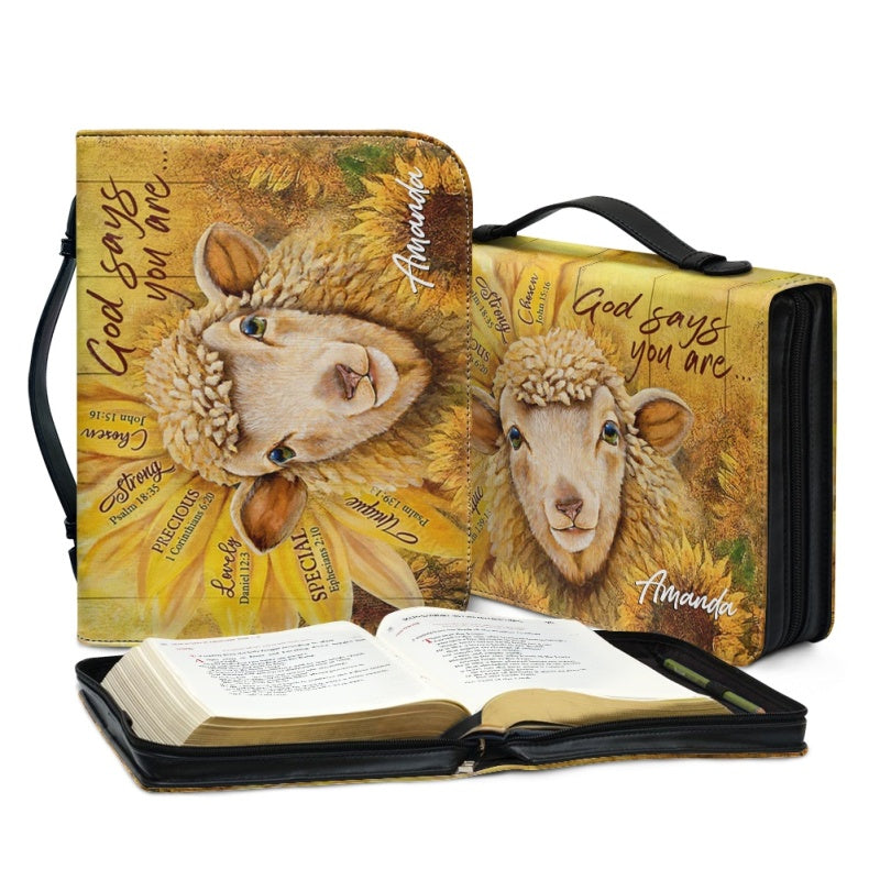 Christianartbag Bible Cover, God Says You Are Bible Cover, Personalized Bible Cover, Sunflower Sheep Bible Cover, Christian Gifts, CAB28210224.