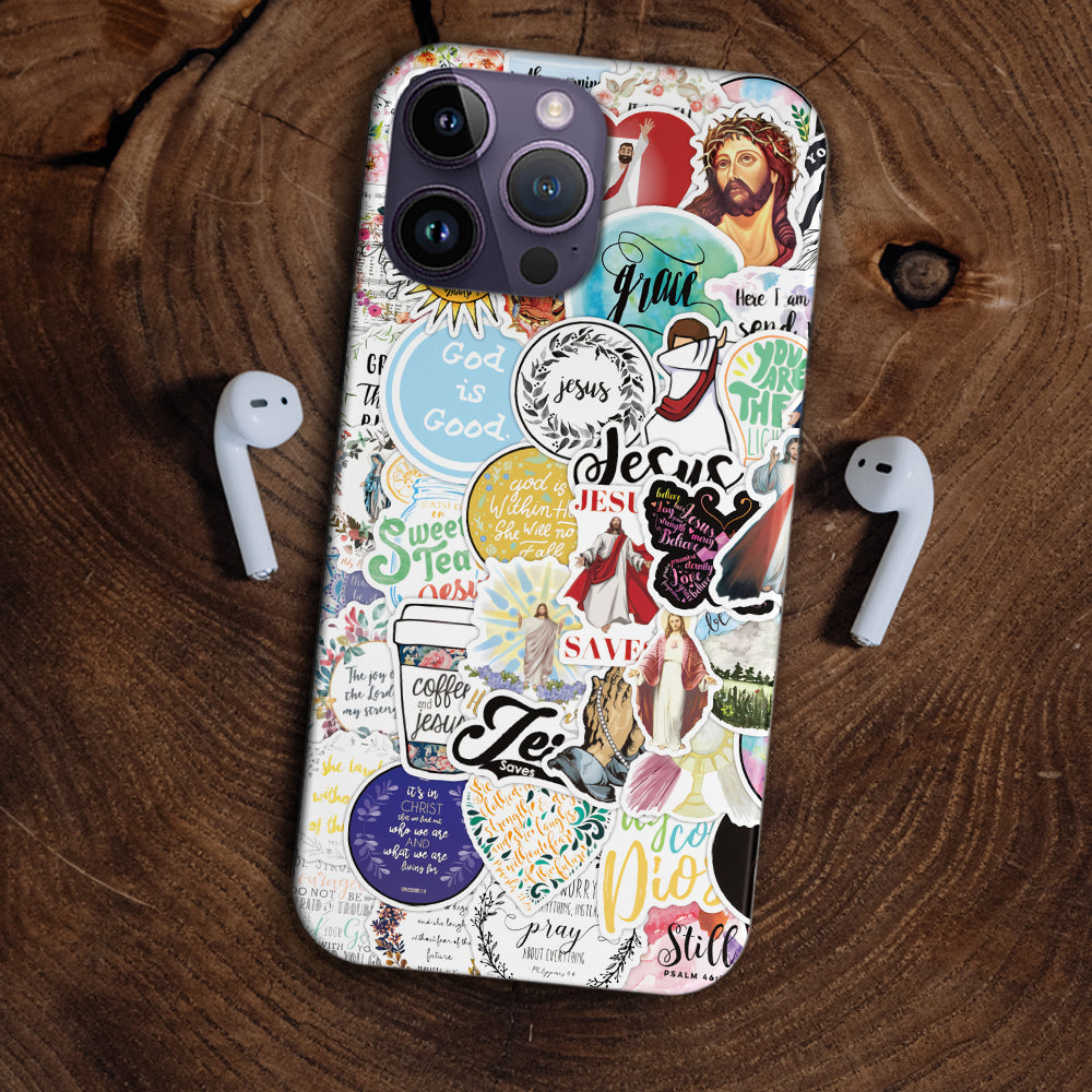 Christianartbag Phone Case, Jesus And Coffee Sticker Phone Case, Personalized Phone Case, Christian Phone Case, Jesus Phone Case, Bible Verse Phone Case, CABPC03280723 - Christian Art Bag