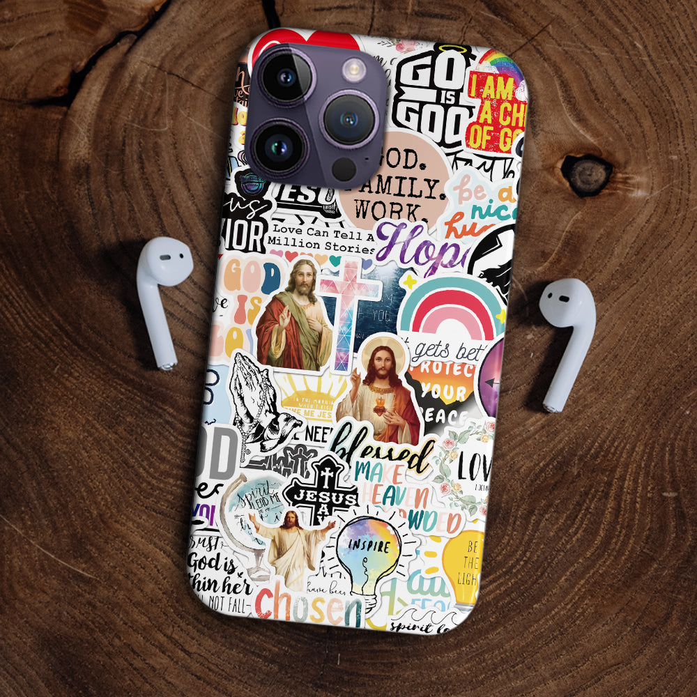 Christianartbag Phone Case, Jesus Cross Love Sticker Phone Case, Personalized Phone Case, Christian Phone Case, Jesus Phone Case, Bible Verse Phone Case, CABPC04280723 - Christian Art Bag
