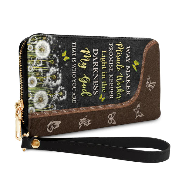Christianartbag Clutch Purse, Way Maker Miracle Worker Dandelion Butterfly Clutch Purse For Women, Personalized Name, Christian Gifts For Women, CAB10050124. - Christian Art Bag