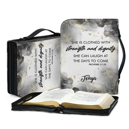 Christianartbag Bible Cover, She Is Clothed With Strength and Dignity Proverbs 31:25 Her Bible Cover, Personalized Bible Cover, Flower Bible Cover, Christian Gifts, CAB04201123. - Christian Art Bag