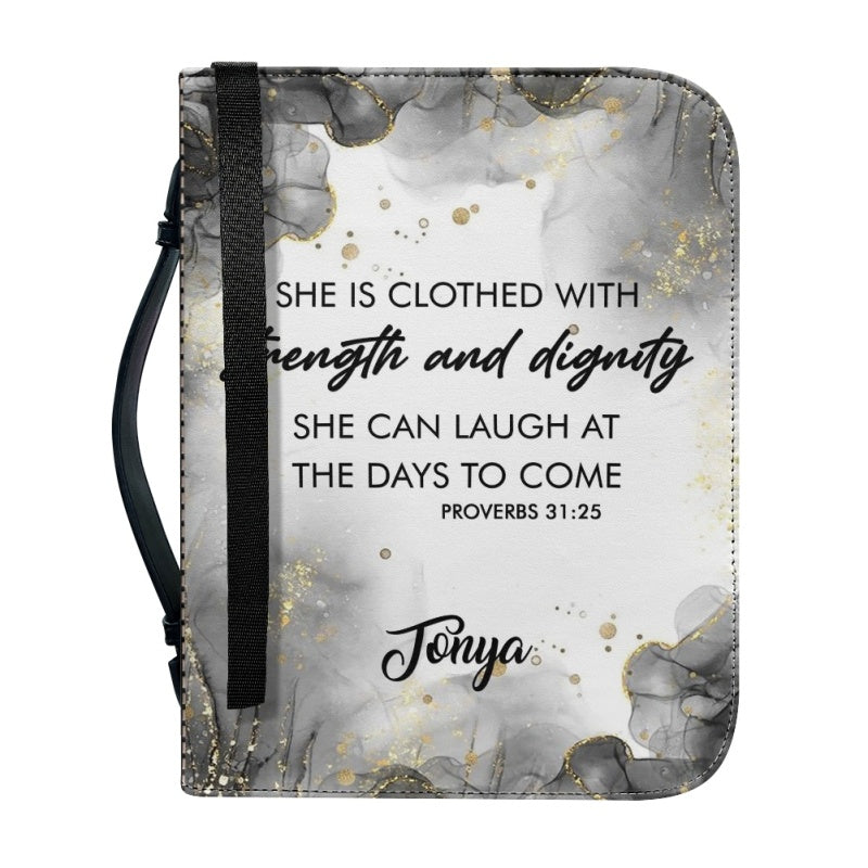 Christianartbag Bible Cover, She Is Clothed With Strength and Dignity Proverbs 31:25 Her Bible Cover, Personalized Bible Cover, Flower Bible Cover, Christian Gifts, CAB04201123. - Christian Art Bag