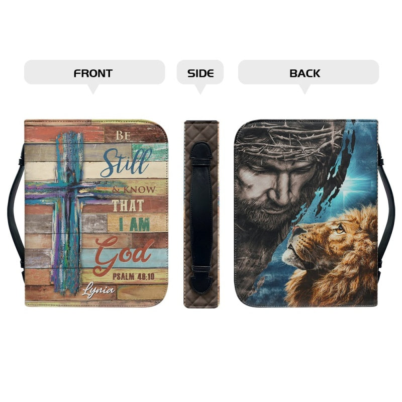 Christianartbag Bible Cover, Be Still and Know That I Am GOD Bible Cover, Personalized Bible Cover, Lion Bible Cover, Christian Gifts, CAB03210224.